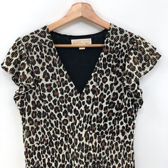 ‎MICHAEL KORS Cheetah Ruffled Print Mini Dress - Picture 3 of 9